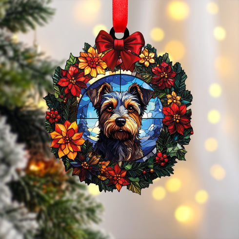 Border Terrier Wreath Christmas Decoration